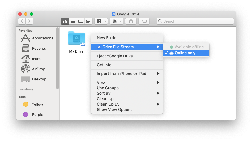 Drive File Stream options