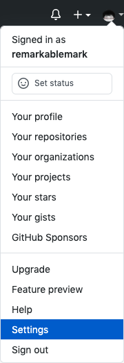 GitHub settings